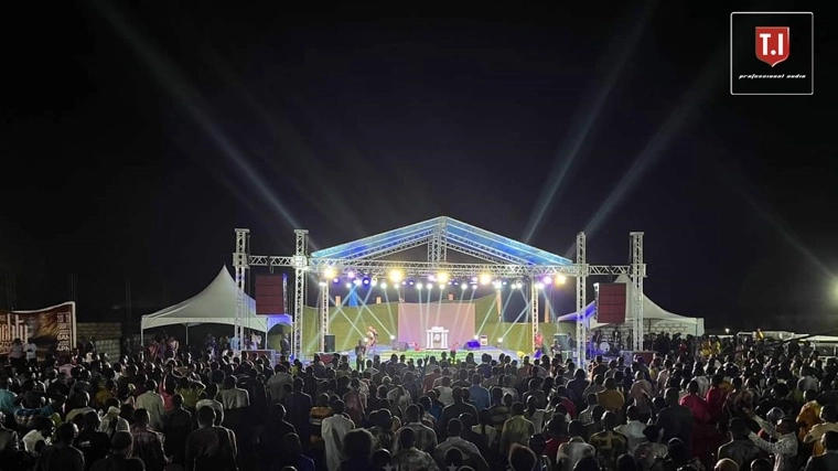 Zhenshimei projection screen at church venue in Ghana