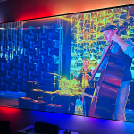 Smart light strip picture frame curtain with light following shadow movement